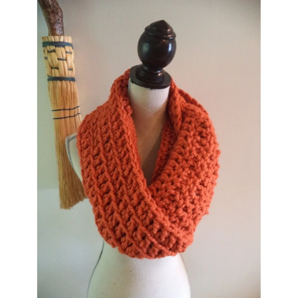 Pumpkin Wool Infinity Scarf, Fall Fashion